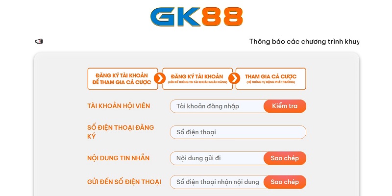 Hướng dẫn tham gia khuyến mãi đăng ký tài khoản nhận 58K tại GK88
